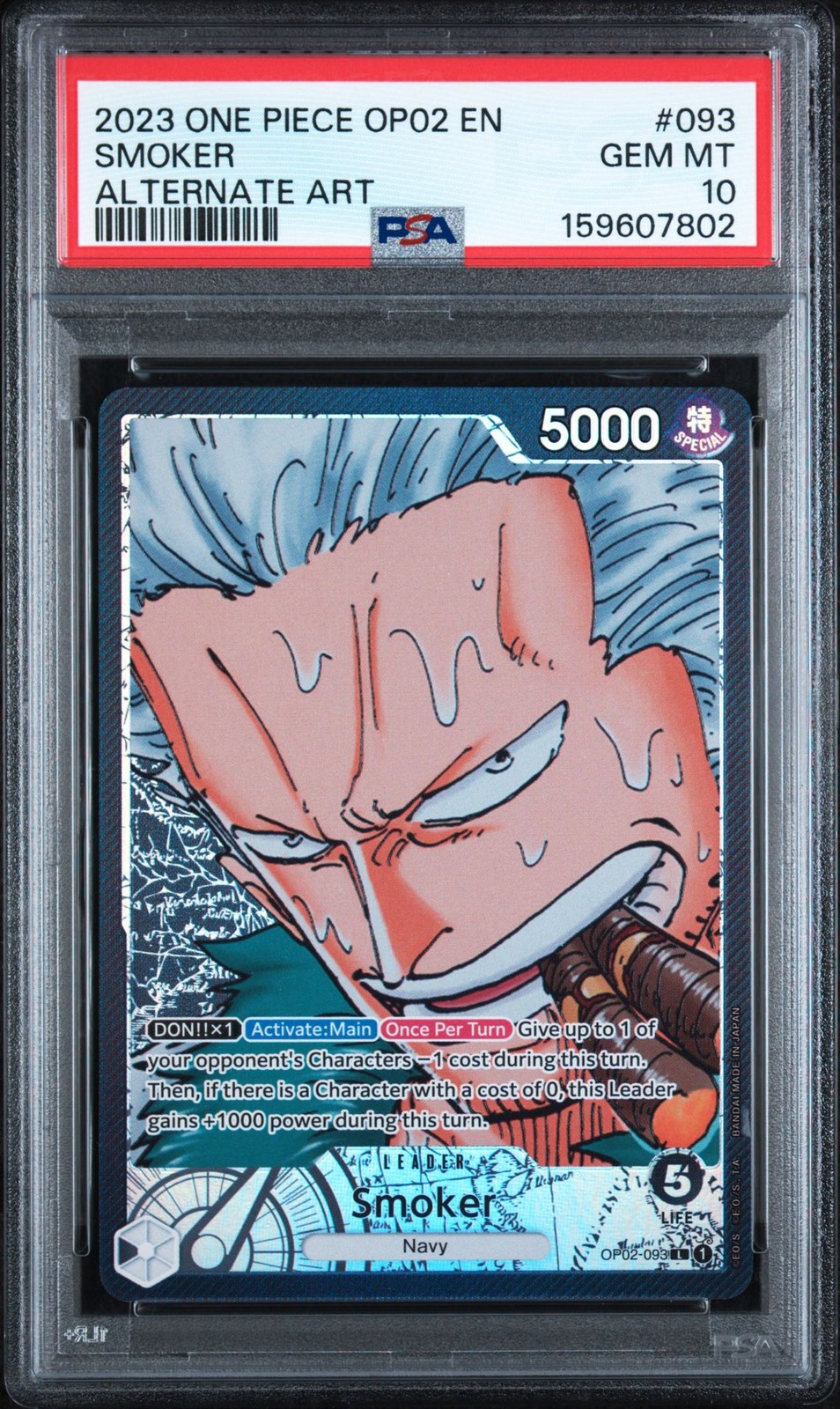 2023 One Piece Op02-Paramount War Alternate Art #093 Smoker PSA 10