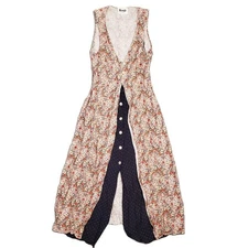 Rouje Lorine Farmhouse Dress Red Floral Size FR 40 / US 8 Cottage Core Trad Wife