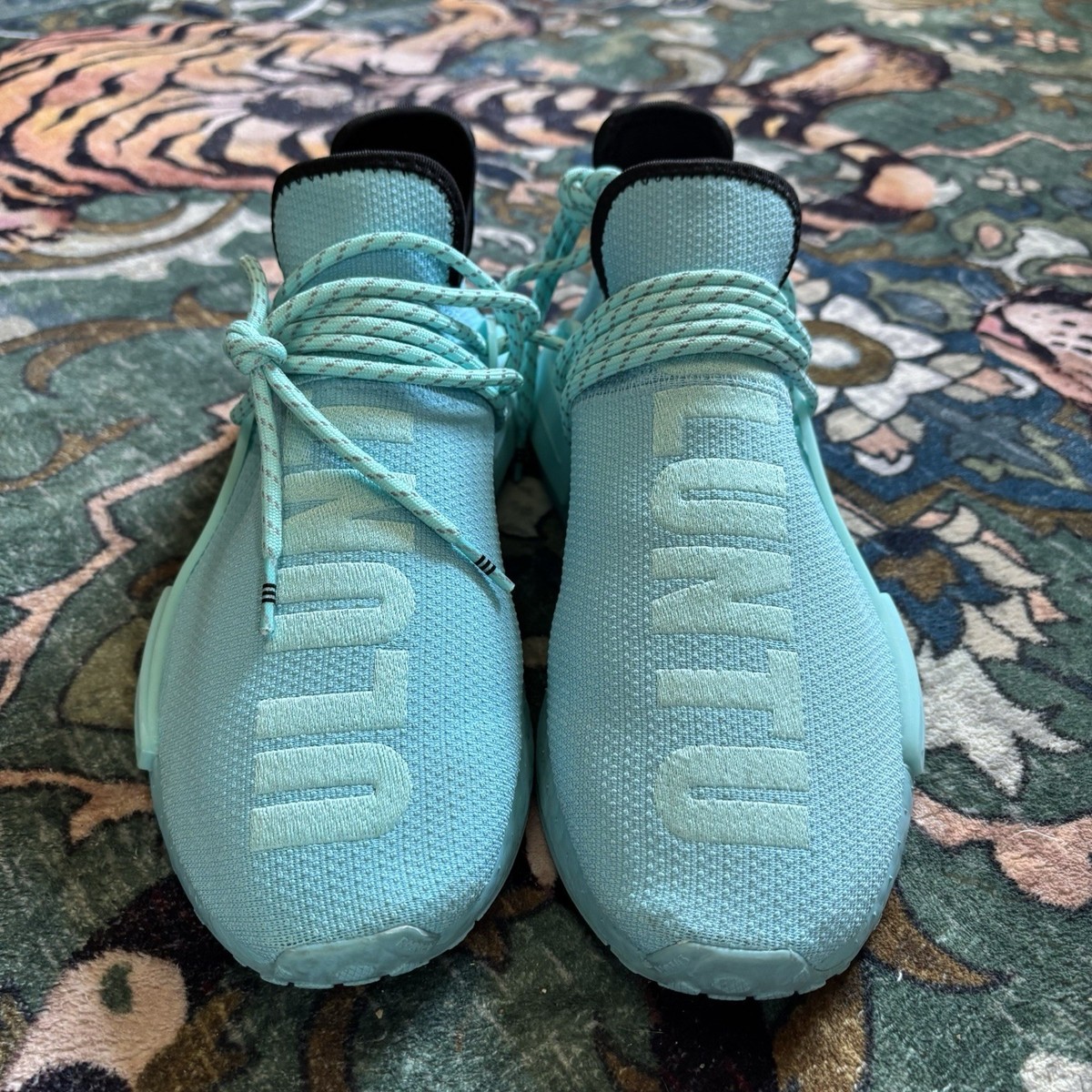Pharrell Williams Adidas NMD Human Race Clear Aqua Sneakers Mesh