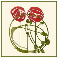 2 Roses Art Nouveau Charles R Mackintosh Counted Cross Stitch Chart Pattern