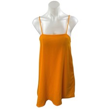 Zara Women's Orange Sleeveless Cami Camisole Square Neck Mini A-Line Dress Sz S