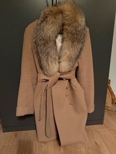 Wollmantel mit Fellkragen Größe 44 (S) Naturpelz/Wolle, in gutem Zustand