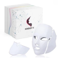 HXDZFX 7 LED Light Therapy Facial Skin Care Mask for Face and Neck 