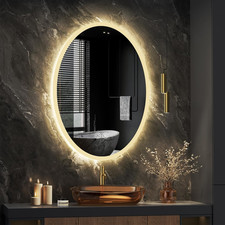 Dimmable 28'' Oval LED Bathroom Mirror with Anti-Fog Memory Feature