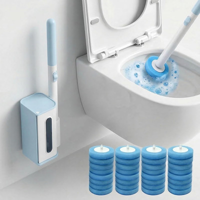 RV Toilet Brush, Compact Disposable Toilet Bowl Cleaner Wand with 32 Cleaner Ref