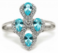 2CT Aquamarine  White Topaz 925 Solid Sterling Silver Ring Jewelry Sz 8