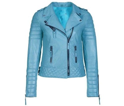 Damen Lederjacke Gesteppt Motorrad Biker Jacke für Frauen NFS-014K
