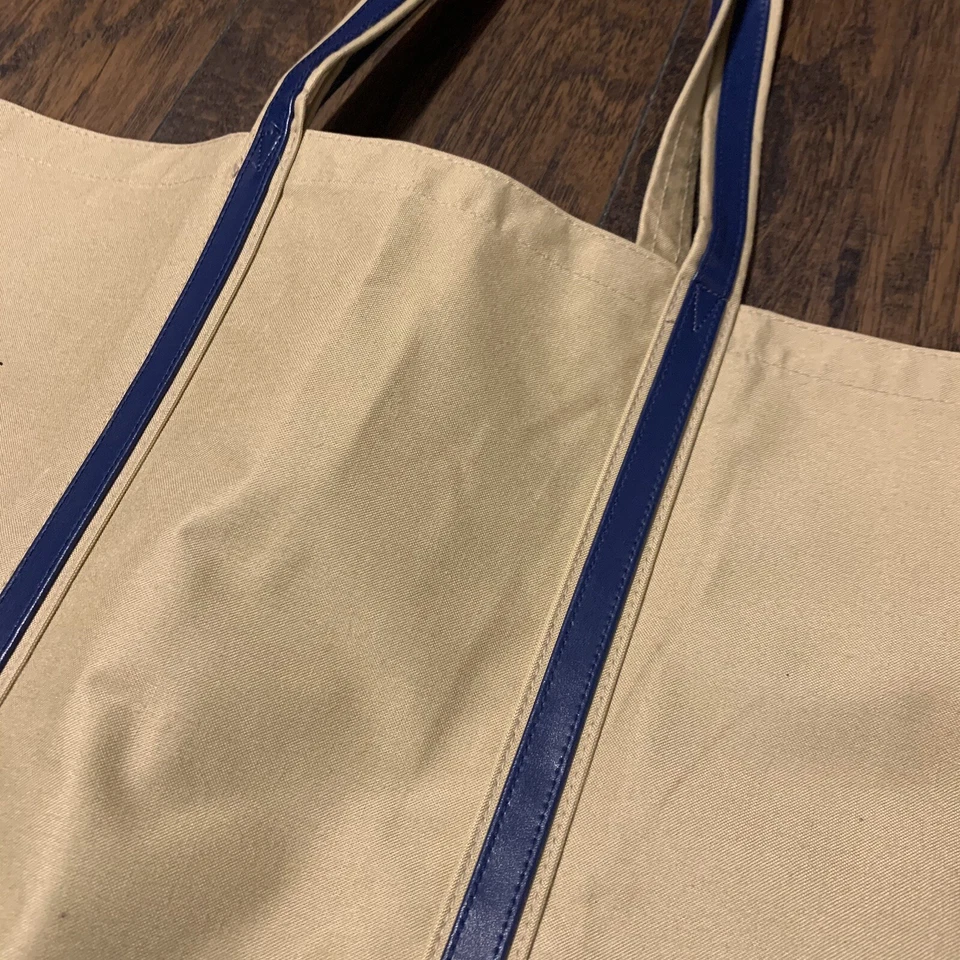 Bolso de viaje vintage de lona Avon beige/azul todo alrededor Foto 4 de 4