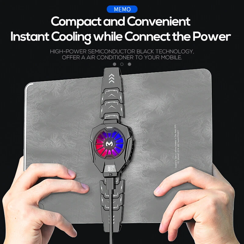 iPad Tablet Cooling Fan Radiator Gaming & Live Streaming Cooler Temp LED Display - Image 3 of 4