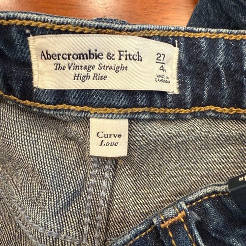 Jeans Abercrombie & Fitch nuovi con etichette vintage dritti vita alta Curve Love taglia 4/27 - Foto 6 di 12