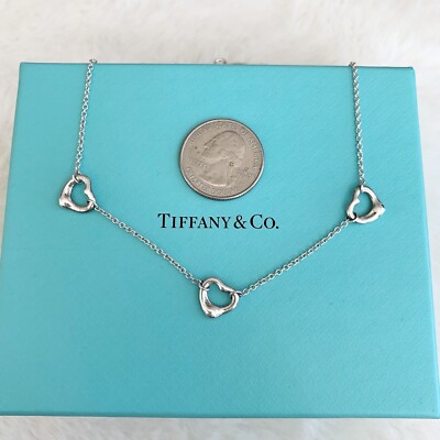 Tiffany & Co Elsa Peretti Silver 3 Triple Open 12mm Heart 16