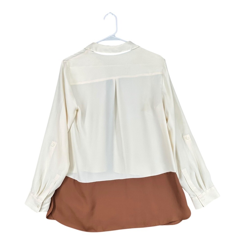 Talbots M Medium Colorblock Button Oversized Blou… - image 2