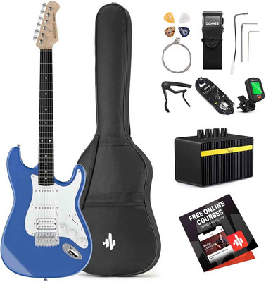 DST-100T 39 Inch Electric Guitar Beginner Kit Solid Body Full Size Lake Blue HSS