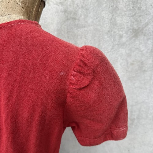 Vintage 1930s 40s Red Blue Wool Color Block Dress Embroidered ME Deco Stitched - Picture 9 of 14