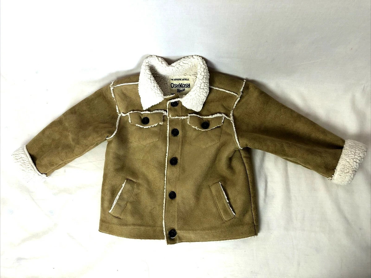 Oshkosh B gosh Faux Suede Sherpa Tan Jacket Toddler Size 24 mo