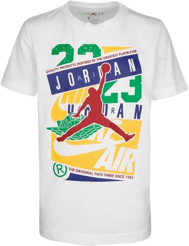 Jordan Big Logo Jumpman Boys Active Shirts & Tees White/Red Size L