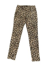 zara womens brown black leopard print mid rise pants xs