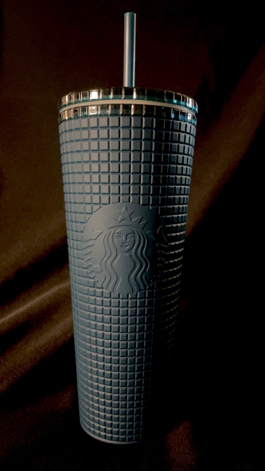 starbucks matte blue green grid tumbler 24oz
