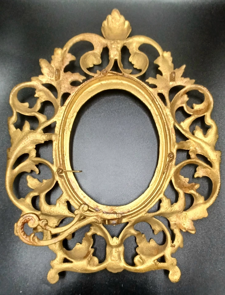 Antiguo tocador victoriano dorado ovalado espejo marco años 1880 barroco italiano Foto 2 de 4