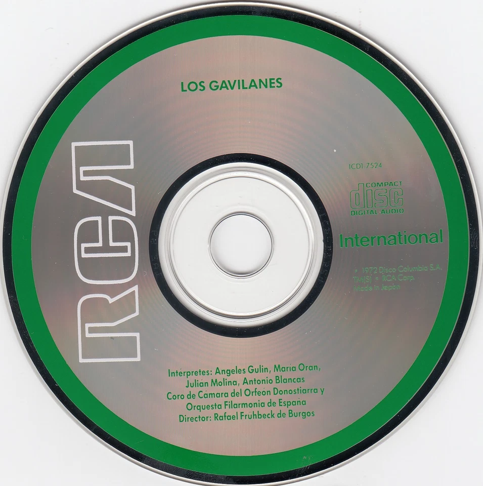 LOS GAVILANES - FRUHBECK DE BURGOS CD RCA ЯПОНИЯ РАННЯЯ ПРЕССА ICD1-7524 - Изображение 3 из 3