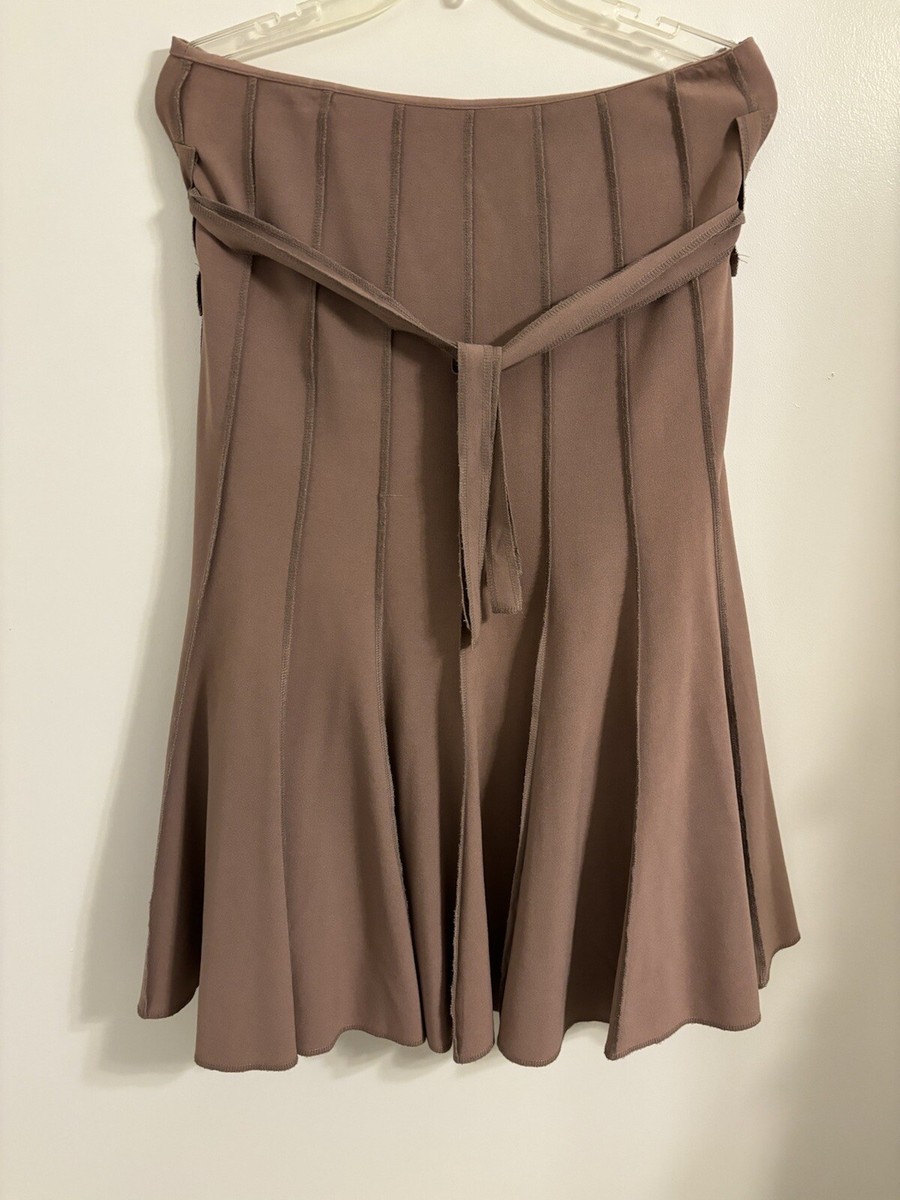 Paniz A-Line Skirt Sz 8 Subtly Pleated Fully Lined Side Zip