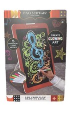FAO Schwarz LED Neon Glow Drawing Easel w/Markers Create Glowing Art 5 Modes