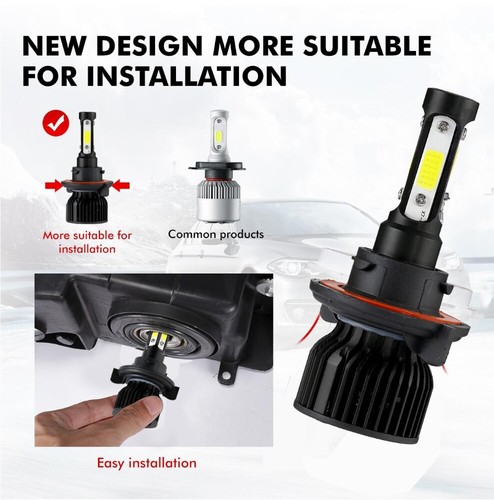 IRONWALLS H13 LED Headlights Conversion Kit ATV Motorcycles Dual Beam Cold White - Picture 5 of 12