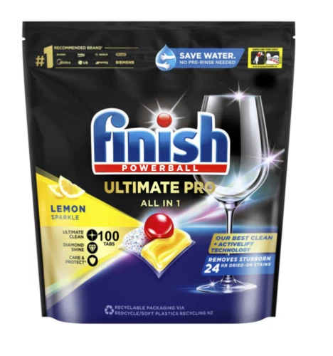 Finish Powerball Ultimate Pro Dishwashing Tabs Tablets Lemon Sparkle 100pk - Picture 3 of 7