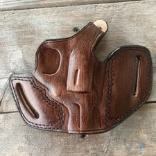 Fits Smith&Wesson J-Frame 2”BBL Handmade Leather 2-Slot Belt Holster Thumb Break
