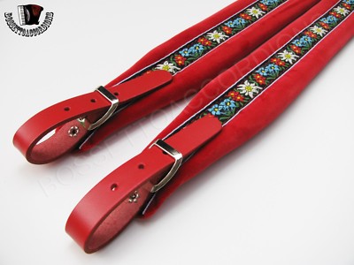 Accordion Shoulder Straps Red Folk Style