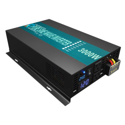 Power Inverter 3000W Pure Sine Wave 24V to 110V 120V 60Hz Car Truck Motorhome RV