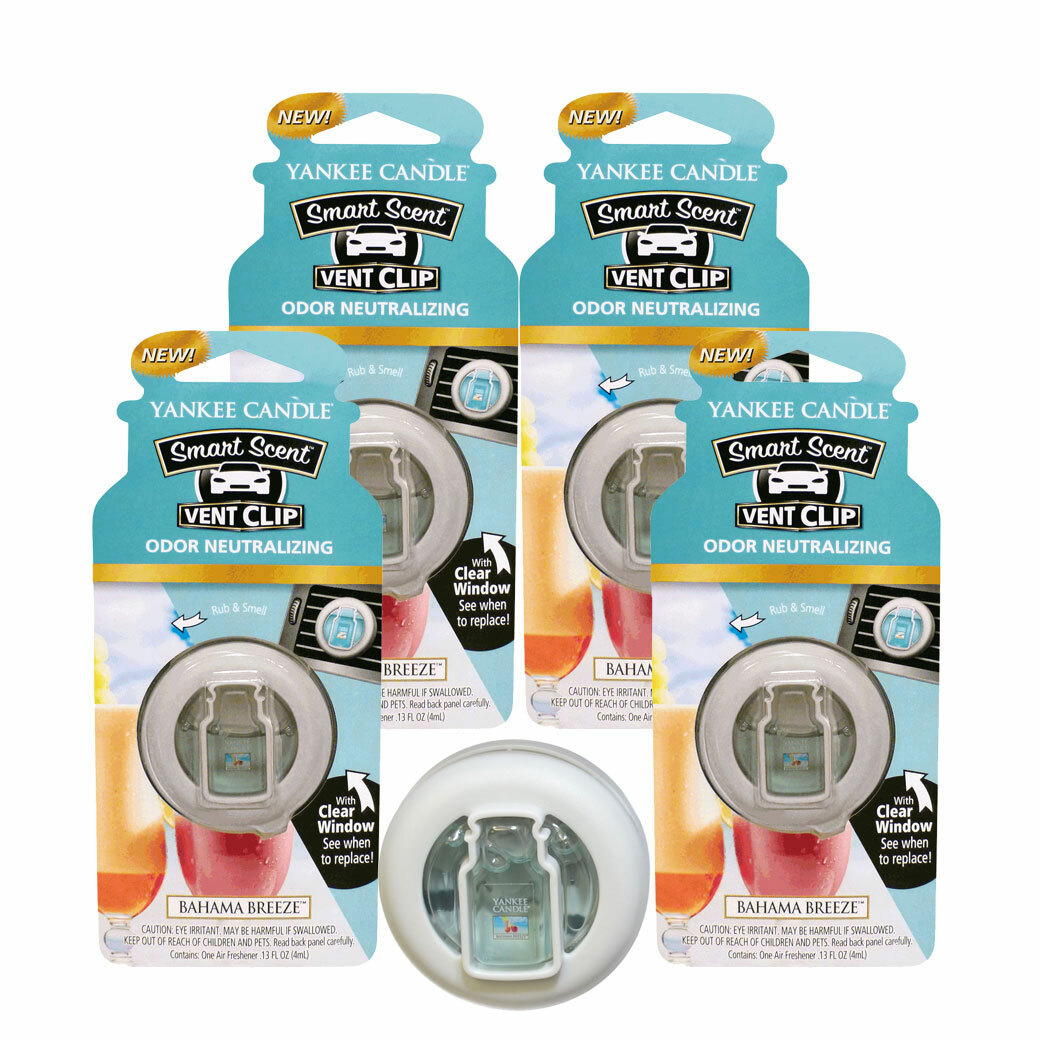 Yankee Candle Car Freshener Smart-Scent Vent Clips, 4-PACK (Bahama ...