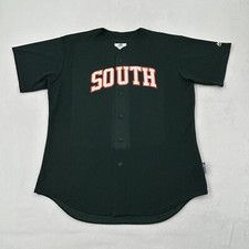 Majestic Cool Base Dark Green South Baseball Button Up Athletic Jersey Size L