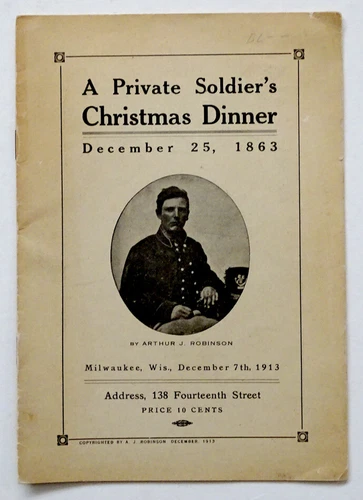 PRIVATE SOLDIER'S CHRISTMAS DINNER Antique CIVIL WAR Book MILWAUKEE / No Reprint