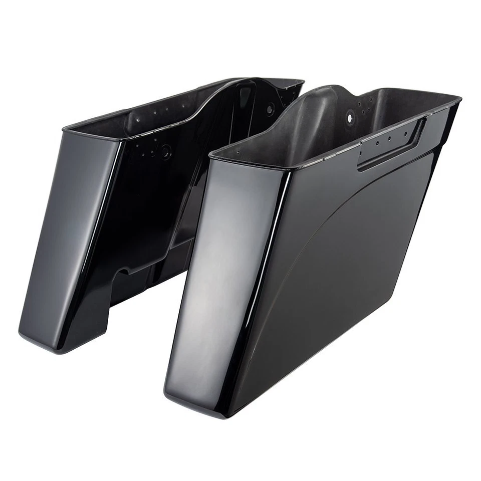 Dual Uncut Vivid Black Stretched Saddlebags Bottoms Rear Fender For 93-13 Harley - Image 2 of 4