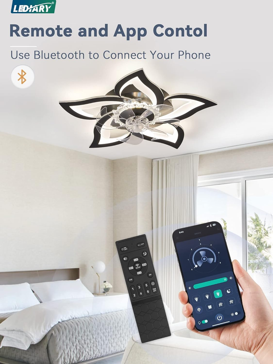 Flower Ceiling Fans with Lights, Small 27 Inch Modern Low