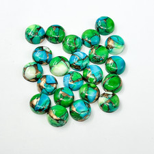  WHOLESALE PEACOCK DAHLIA KINGMAN TURQUOISE CABOCHON ROUND SHAPE LOOSE GEMSTONE