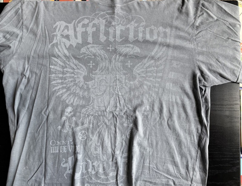 Affliction T-shirt - Dead Or Alive - Mens -XXL- Grey- see notes.