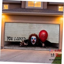 Halloween Garage Door Banner Scary 7x16 ft Creepy Clown