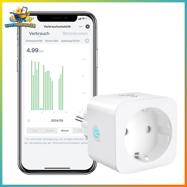 Smart Plug 16A 3680W Mit Stromverbrauch MessgeräT Sprachsteuerung Timer Wifi-image