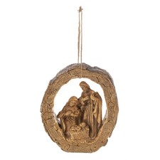 Ganz Polyresin Log Standing Christmas Decoration, Nativity Scene, 5  