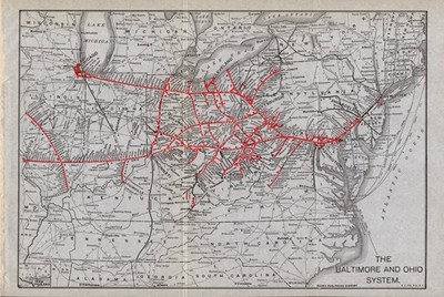 1920 Antike Baltimore & Ohio Eisenbahnkarte B & O Eisenbahnkarte 2509