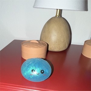 Blue Glitter Gel Squeeze Ball Stress Reliever with Smiley Face, 3 in