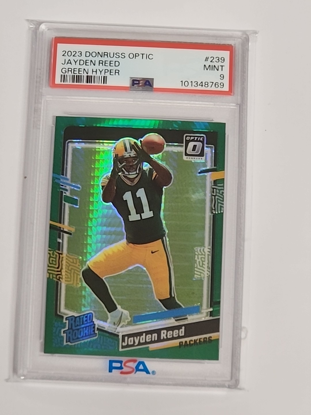 2023 Optic JAYDEN REED  #239 RC  Green Hyper PSA 9