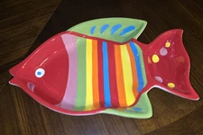 BW Boston Wearhouse Trading Co Colorful Fish Bowl Serving Dish Beach Pool Party