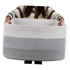 Large Blanket Basket Rectangle Woven Baskets, 22  x17  x12  Gradient Grey