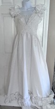 Vintage 70s Ruffled Prairie BOHO Wedding Dress XS