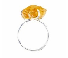 Raw Cut Citrine Adjustable Ring