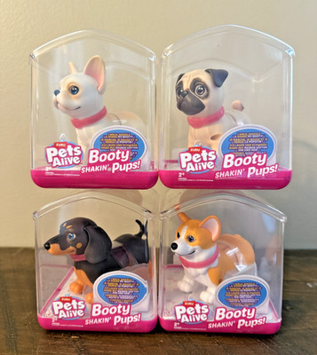 Complete Set ZURU PETS ALIVE Booty Shakin' Pups (Frenchie/Pug/Dachsund/Corgi)