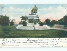 Pre-1907 very early view - P.T. BARNUM MONUMENT Bridgeport Connecticut CT n6223